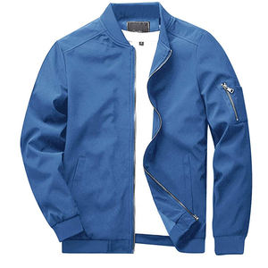 Bomber léger pour hommes avec taille et poignets ajustés veste slim imperméable à manches longues avec poches et fermeture éclair - Product Image 4