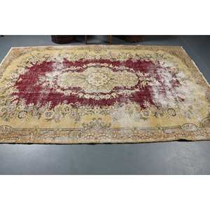 Classique Rouge Jaune Vintage Tapis Turc 5.8X9.2 ft Grande Surface Patchwork Motif Laine avec Support En Latex pour Couloir Chambre - Product Image 3