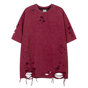 T-shirts de détresse personnalisés de haute qualité pour hommes Tricoté Fitness Crew Casual Wear Respirant Nouveau Design - Product Image 1