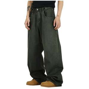 Jeans cargo hommes lâche droit Baggy pantalon de nettoyage hip hop Streetwear Skateboard neutre denim jambe large Denim pantalon - Product Image 5