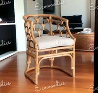 Chaise de jardin en bambou de style ferme moderne et élégante, sculptée à la main, portable, écologique, légère, pour villa, cour, salle à manger, salon