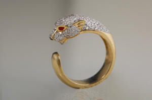 Joyería de marca de lujo Hip hop diamante cabeza de leopardo anillo abierto corte redondo laboratorio cultivado diamantes para hombres - Product Image 2