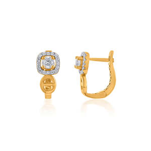 Aros y Pendientes Geométricos Vistara Crest con Baño de Rodio y Detalles de Perlas, Diamantes y Circonitas en Oro Rosa - Product Image 5