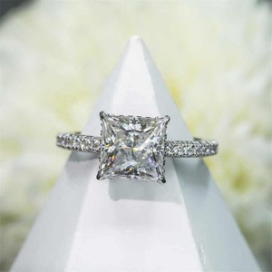 เครื่องประดับสุดหรูแหวนทองสำหรับงานแต่งงานที่ทำจากเพชรโมอิสซาไนต์สีขาว3CT เจ้าหญิง Def VVS White Moissanite 9K 14K 18K - Product Image 3