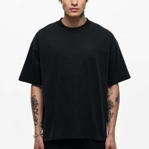 Customised T-shirt Men's 100% Cotton Heavyweight <b>Tshirt</b> Streetwear Oversize Drop Shoulder Rib Crewneck Blank <b>Tshirt</b> for Men - Product Image 1