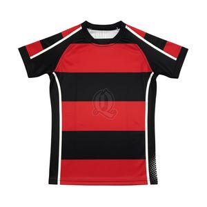 Maillot de rugby noir uni personnalisé, léger, extensible, en polyester, pour l'entraînement athlétique, vêtements d'équipe, fabrication - Product Image 2