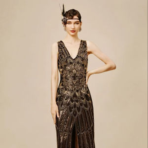 Qualité antistatique noir soirée robe de soirée Floral sans manches longue forme de corps pleine longueur robes de Cocktail pour les événements - Product Image 1