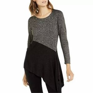Maglione Asimmetrico Nero da Donna Alfani, Ricamato e Colorblock, Traspirante e Caldo, Mezza Manica, Stampa, Taglie dalla Petite alla XL, per l'Inverno - Product Image 1