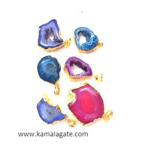 Pendentif en tranche d'agate bleue Pierre précieuse en cristal électrolytique Motif de guérison poli dans l'artisanat de la pierre semi-précieuse de style amoureux - Product Image 4