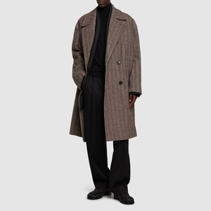 เสื้อโค้ทขนยาวลายก้างปลาสำหรับผู้ชายเสื้อโค้ทแฟชั่นผู้ชายสำหรับผู้ใหญ่เสื้อโค้ทขนก้างปลามาใหม่2025โลโก้ส่วนตัว - Product Image 3