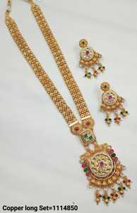 ENSEMBLE DE BIJOUX INDIENS TRADITIONNELS ET À LA MODE EN CUIVRE ENSEMBLE DE BIJOUX DE MARIAGE POUR FEMMES BOUCLES D'OREILLES ET COLLIER - Product Image 2