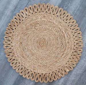 Bestseller Handcrafted Jute Cloth Placemat Striped Outdoor Table Mat Natural Gold 30cm DIA for Home Wedding Hotel Use Crocheted - Product Image 1