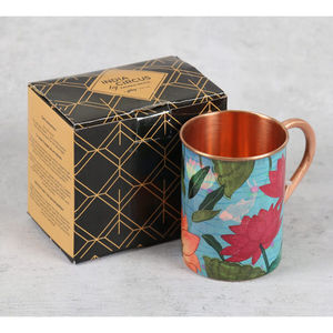 Tazas de Interior de Diseño con Atractivo Aspecto de Flores, Hojas y Pájaros, Fabricadas en Metal de Alta Calidad con Acabado Antiguo de Cobre - Product Image 5