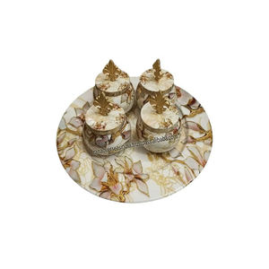 Conteneur luxueux de style européen pour snacks et fruits secs Bocal décoratif en métal avec couvercle et plateau pour la maison - Product Image 1