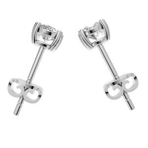 Boucles d'oreilles clous classiques unisexes en or massif 14 carats avec diamant moissanite ovale de 1 carat - Product Image 3
