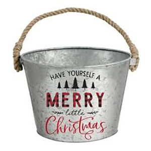 Alta calidad de metal galvanizado Evergreen Feliz Navidad Vacaciones Verdes Maceta Cubo de metal Venta al por mayor Cubo de regalo de Navidad - Product Image 2