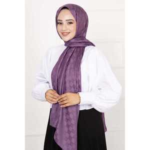Hijab à motif à carreaux lilas, voile et masque de protection solaire - Product Image 2