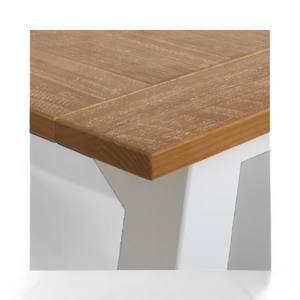 Mesa de comedor Rectangular de madera maciza rústica francesa clásica, combinación de colores, parte superior Natural y patas blancas, mesa de cocina de madera - Product Image 6