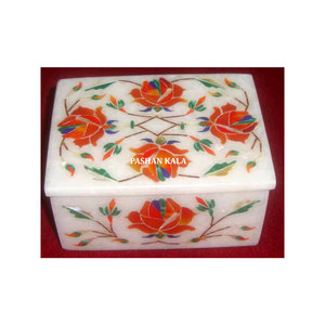 Caja de joyería con incrustaciones de madreperla de mármol de alabastro puro muy exclusiva y hermosa diseñada, escaparate de regalo decorativo para el hogar - Product Image 1