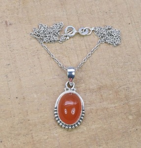 อัญมณีคาร์เนเลี่ยนเงินแท้925มีตราประทับ925อัญมณีสีส้มจี้รูปไข่ของขวัญแต่งงานที่สมบูรณ์แบบสำหรับความรัก - Product Image 3