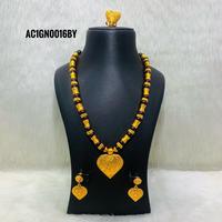 Parure de bijoux de luxe GALAM en laiton noir perlé avec pendentif cœur, collier, boucles d'oreilles et bague pour femme, bijoux de mariage africains