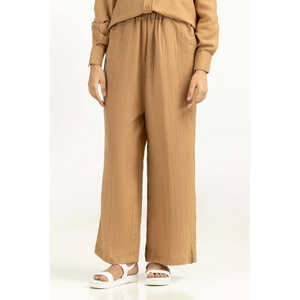 Pantalones Anchos de Lino 100% para Mujer WM-COD-SS25-402B, Transpirables, de Cintura Media, Formales, con Mangas Largas, Tela de Lona Arrugada - Product Image 1