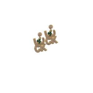 Nouvelles boucles d'oreilles pendantes/clous personnalisables en perles de verre et strass pour femme, collection AP CURATED COUTURE, pour la Saint-Patrick - Product Image 1
