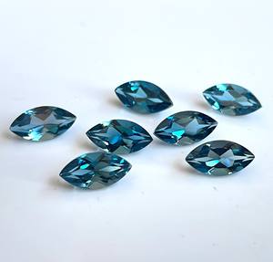 Topaze Bleue Naturelle de Londres Coupe Marquise 5x10mm Faceted - Loose London Blue Topaz Marquise Cut Gemstone Top Quality - Product Image 2