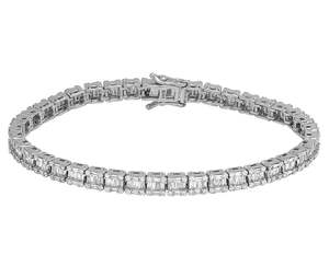 Baguette de luxe et coupe ronde Moissanite diamant glacé 925 Bracelet personnalisé en argent pour hommes et femmes cadeau - Product Image 3