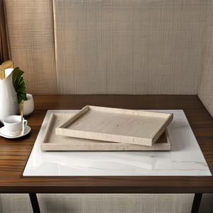 Vente en gros de plateaux de service en travertin de marbre vanité de salle de bain décorative et équipements d'hôtel pour la maison cuisine pour le Ramadan - Product Image 1
