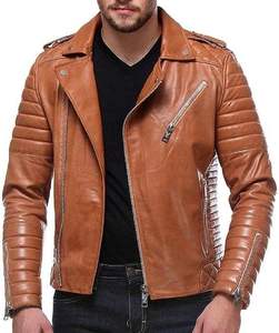Chaqueta de Motociclista para Hombre - Chaqueta de Cuero de Cordero Estilo Rocker Retro para Invierno, Chaqueta Doble con Múltiples Bolsillos - Product Image 2