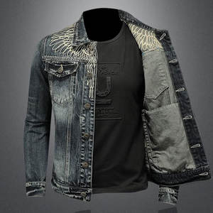 Veste High Street pour hommes pour le printemps, l'automne, l'hiver Jeans surdimensionnés à manches longues Impression intégrale 100% coton Denim à la mode - Product Image 3