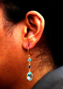 Party Wear 925 Sterling Silver Celeb Style Barato Clásico Topacio azul Piedras preciosas Boda Mujeres Use Pendientes - Product Image 5