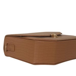 กระเป๋าถือหนังเทียมหนังจระเข้สีน้ำตาลสุดหรูสำหรับผู้หญิงกระเป๋าสะพายข้างและทำงานมีโครงด้านบน - Product Image 2