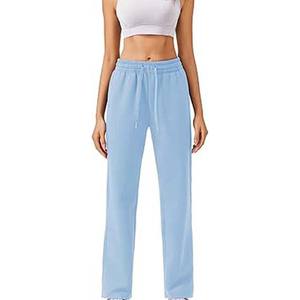 Venta al por mayor 2025 Mujeres Oversize Jogging Wear 100% Algodón Loose Fit Pantalones de pierna ancha Mujeres Fitness Wear Pantalones Damas de cintura alta - Product Image 4