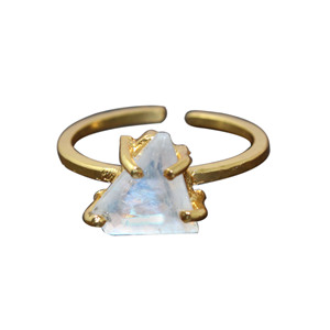 แหวนพลอยมูนสโตนแบบปรับได้ชุดแบบง่ามชุบทองพลอยสีฟ้าสำหรับเครื่องประดับขายส่ง - Product Image 6