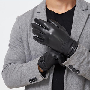 Guantes de conducción forrados de lana cálidos de invierno de piel de oveja clásicos para hombre JNM con capacidad de pantalla táctil características de seguridad antiestáticas - Product Image 3