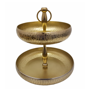 Hot Selling Aluminium 2 <b>Tier</b> <b>Cake</b> Stand Gold Modern Design Cup <b>Cake</b> Stand And Tray For Wedding Display And Serveware Handmade - Product Image 1