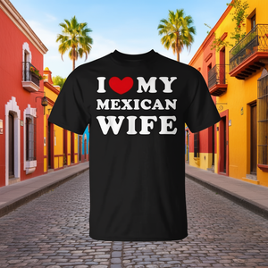 Camiseta I Love My Mexican Wife, ropa informal negra para hombre - Product Image 3