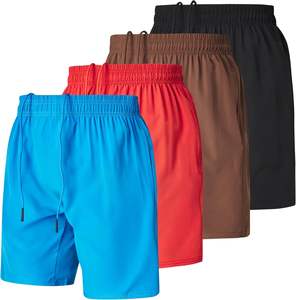 Pantalones cortos deportivos informales para hombre, ropa deportiva de poliéster de verano, secado rápido, cintura media, patrón sólido, teñido liso con forro triangular - Product Image 6