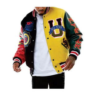 Veste d'hiver pour homme, veste de baseball, style boutonné, tissu en laine, broderie universitaire pour homme, en vente - Product Image 6