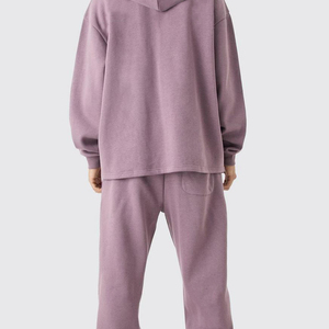 Pull-over de survêtement en coton personnalisé pour hommes OEM, vêtements de sport décontractés et élégants, entraînement de gym, vente en gros, ensemble de deux pièces - Product Image 3