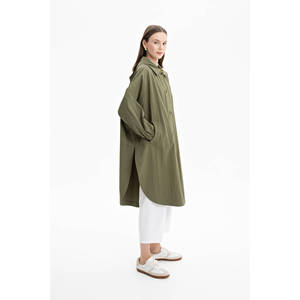 Imperméable ample en tissu tissé vert - Product Image 3
