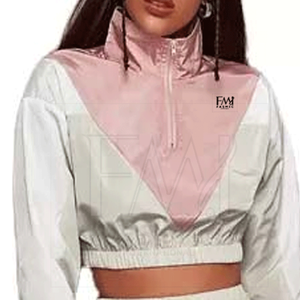 ชุดเซ็ตเสื้อแจ็คเก็ตกันลมผู้หญิงขายดีสำหรับฤดูหนาว สไตล์ลำลอง สีพื้น แต่งเชือกผูกเอว แบบสองชิ้น ผ้าซีทรูฟอกสี ซิปปรับแต่งได้ ผ้า 100% - Product Image 4