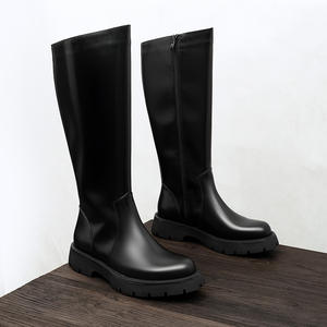 Bottes en cuir de mouton marron de luxe, au-dessus du genou, avec surface imperméable et doublure anti-humidité pour le froid et les occasions formelles - Product Image 5