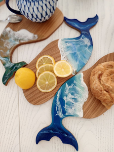 Tabla de Cortar de Resina con Diseño de Olas Oceánicas, Tabla de Madera para Servir Queso y Charcutería a los Precios Más Bajos - Product Image 2