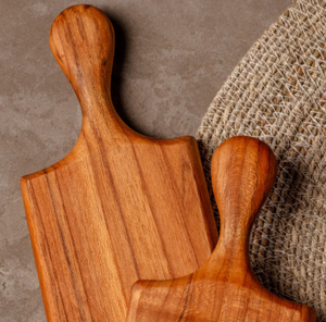 Bloc à découper en teck à grain bout avec poignée, planches à découper en bois pour le pain, la viande, les fruits, le fromage, le service - Product Image 5