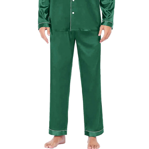 Ensemble de pyjama en satin de soie 100% respirant de luxe pour homme, chemise et vêtements de nuit avec broderie personnalisée, confort exceptionnel, tissu en terry - Product Image 2