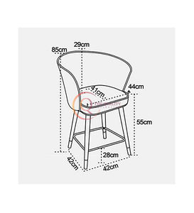 Elegante taburete de Bar de terciopelo azul oscuro con respaldo de mechones y elegantes detalles dorados. Una lujosa adición a cualquier espacio. - Product Image 3