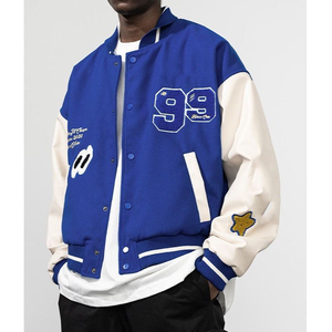 <b>Blue</b> Varsity Mens Jackets Custom Embroidery Streetwear Baseball Letterman Jacket for Men Fashion Bomber Jackets OEM ODM Supply - Product Image 1